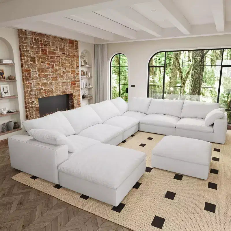 Canapé nuage modulaire grande taille 8 places, canapé-lit duvet pour appartement salon (8 places)