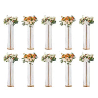 VEVOR 10 PIÈCES 90 cm Hauteur Support de Fleurs de Mariage en Cristal, Vases à Fleurs de Luxe Centres de Table Vase en Cristal Doré Métal, Parfait pour Scène de Mariage Fête
