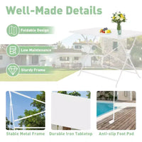 EROMMY Ensemble bistro de patio pliable 5 pièces avec table rectangulaire et chaises, ensemble repas d'extérieur en fer résistant aux intempéries pour 4 personnes