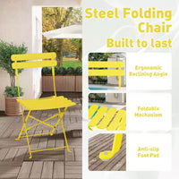 EROMMY Ensemble bistro de patio pliable 5 pièces avec table rectangulaire et chaises, ensemble repas d'extérieur en fer résistant aux intempéries pour 4 personnes