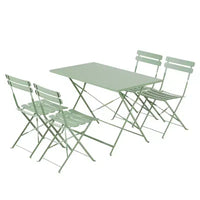 EROMMY Ensemble bistro de patio pliable 5 pièces avec table rectangulaire et chaises, ensemble repas d'extérieur en fer résistant aux intempéries pour 4 personnes