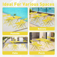 EROMMY Ensemble bistro de patio pliable 5 pièces avec table rectangulaire et chaises, ensemble repas d'extérieur en fer résistant aux intempéries pour 4 personnes