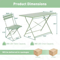 EROMMY Ensemble bistro de patio pliable 5 pièces avec table rectangulaire et chaises, ensemble repas d'extérieur en fer résistant aux intempéries pour 4 personnes