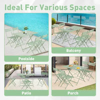 EROMMY Ensemble bistro de patio pliable 5 pièces avec table rectangulaire et chaises, ensemble repas d'extérieur en fer résistant aux intempéries pour 4 personnes