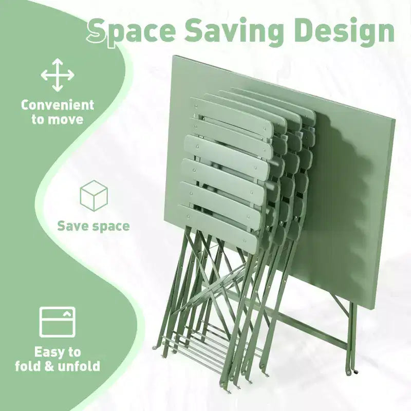EROMMY Ensemble bistro de patio pliable 5 pièces avec table rectangulaire et chaises, ensemble repas d'extérieur en fer résistant aux intempéries pour 4 personnes