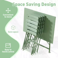 EROMMY Ensemble bistro de patio pliable 5 pièces avec table rectangulaire et chaises, ensemble repas d'extérieur en fer résistant aux intempéries pour 4 personnes