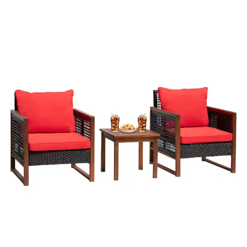 BestMassage Patio Furniture Set 3-Piece Outdoor Wicker Conversation Bistro Set