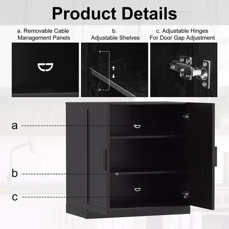 PexFix meuble d'appoint en bois 36x31x16 avec étagères réglables en noir