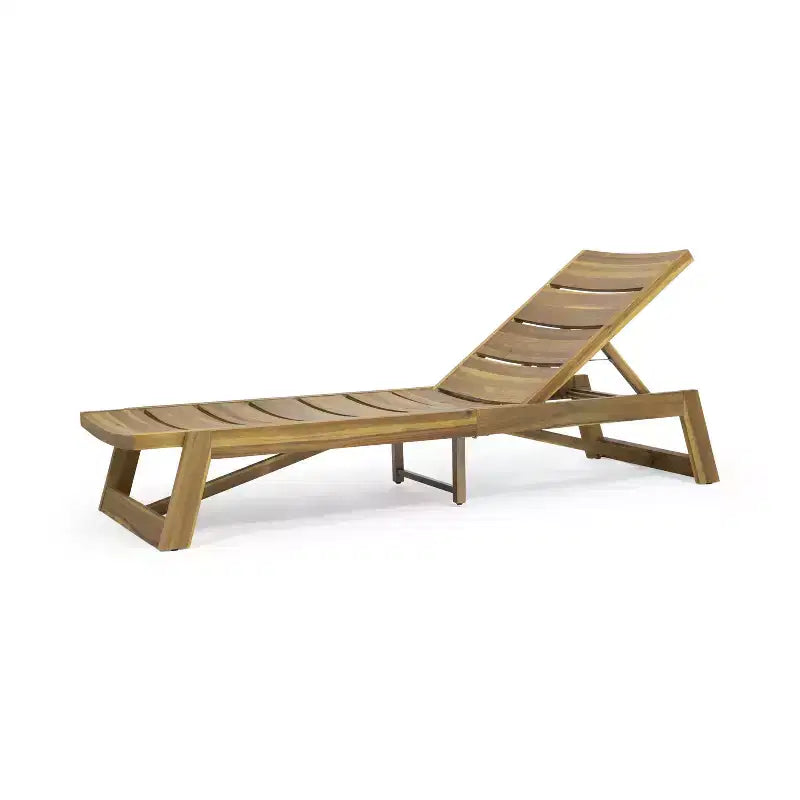 Okak Chaise longue reglable en bois d'acacia 1/2 pièces, transat moderne d'extérieur avec design à lattes pour bord de piscine, arrière-cour et jardin