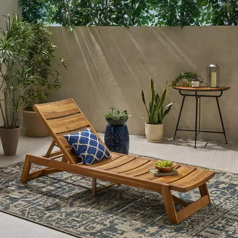 Okak Chaise longue reglable en bois d'acacia 1/2 pièces, transat moderne d'extérieur avec design à lattes pour bord de piscine, arrière-cour et jardin