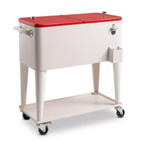 Karl Home Chariot glacière de patio 80 QT rouge laiteux