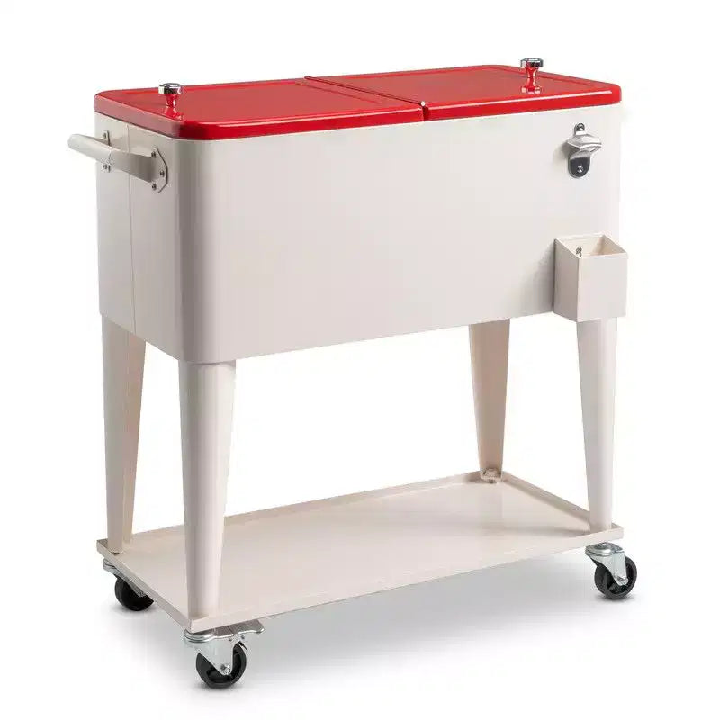 Karl Home Chariot glacière de patio 80 QT rouge laiteux