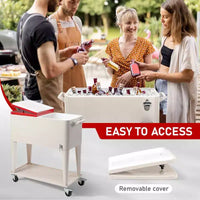 Karl Home Chariot glacière de patio 80 QT rouge laiteux