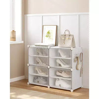 Organisateur range-chaussures réglable à 4 niveaux, armoire de rangement gain de place contient 16 paires, blanc