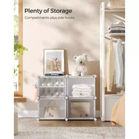 Organisateur range-chaussures réglable à 4 niveaux, armoire de rangement gain de place contient 16 paires, blanc