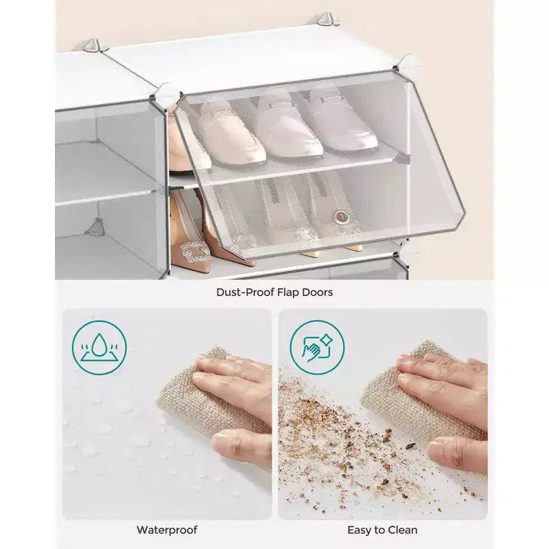 Organisateur range-chaussures réglable à 4 niveaux, armoire de rangement gain de place contient 16 paires, blanc