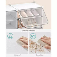 Organisateur range-chaussures réglable à 4 niveaux, armoire de rangement gain de place contient 16 paires, blanc