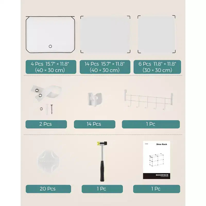Organisateur range-chaussures réglable à 4 niveaux, armoire de rangement gain de place contient 16 paires, blanc