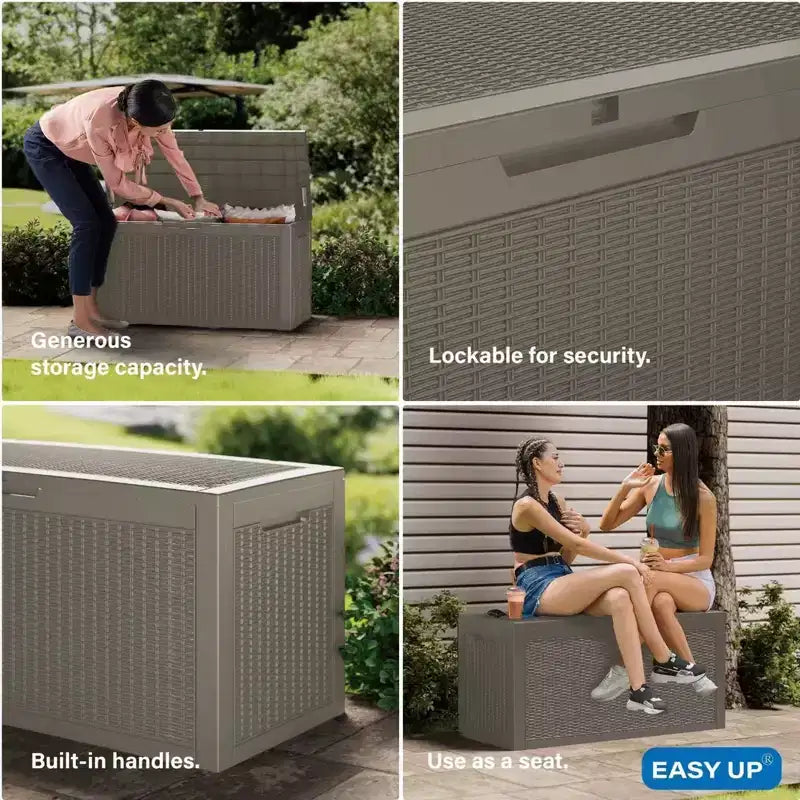 Chic Crate – Coffre de jardin en résine verrouillable résistant à l'eau de 378 litres