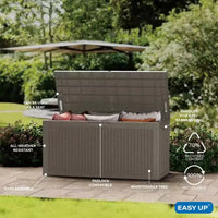 Chic Crate – Coffre de jardin en résine verrouillable résistant à l'eau de 378 litres