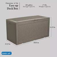 Chic Crate – Coffre de jardin en résine verrouillable résistant à l'eau de 378 litres