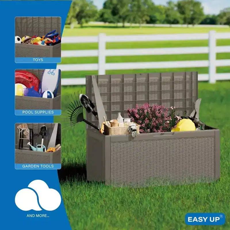 Chic Crate – Coffre de jardin en résine verrouillable résistant à l'eau de 378 litres