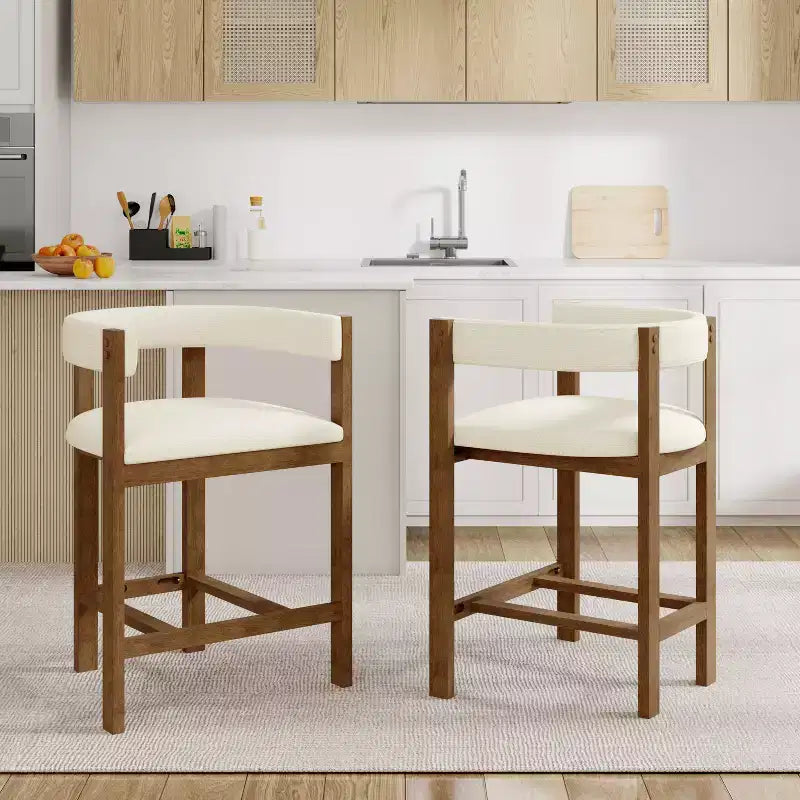 Christopher Knight Home Callista tabouret de comptoir rembourré en bois d'hévéa à dossier ouvert (lot de 2)