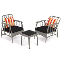 Costway Ensemble de mobilier de patio 3 pièces en résine tressée PE avec dossier réglable sur 5 niveaux - Ensemble bistro