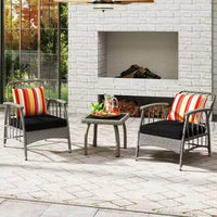Costway Ensemble de mobilier de patio 3 pièces en résine tressée PE avec dossier réglable sur 5 niveaux - Ensemble bistro
