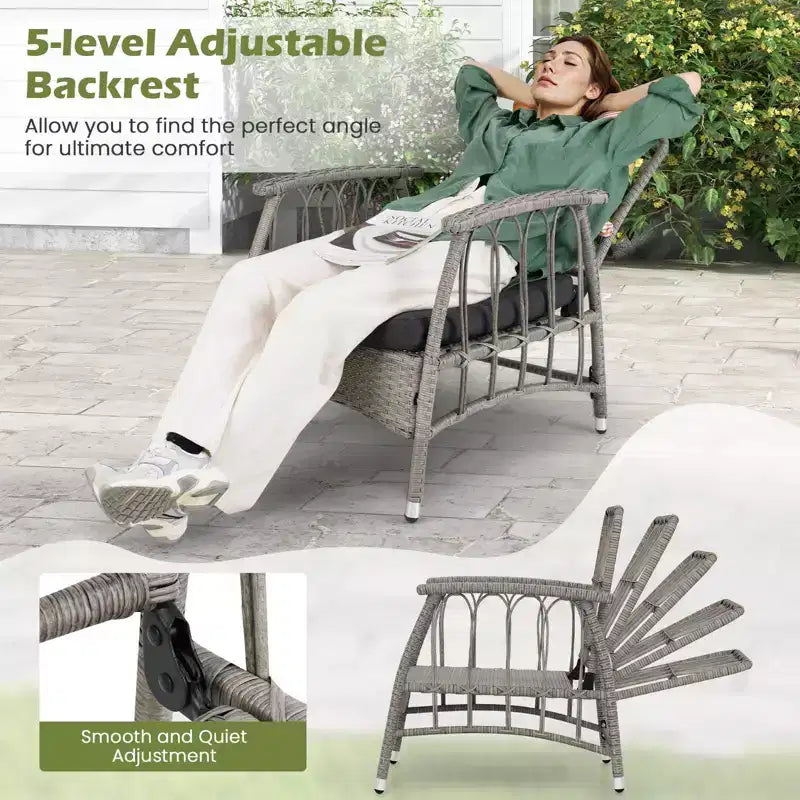 Costway Ensemble de mobilier de patio 3 pièces en résine tressée PE avec dossier réglable sur 5 niveaux - Ensemble bistro