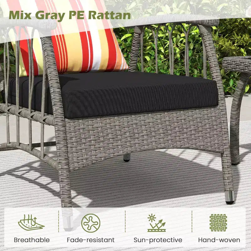 Costway Ensemble de mobilier de patio 3 pièces en résine tressée PE avec dossier réglable sur 5 niveaux - Ensemble bistro