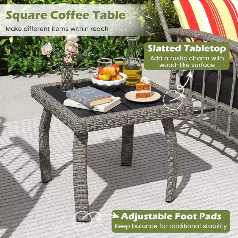 Costway Ensemble de mobilier de patio 3 pièces en résine tressée PE avec dossier réglable sur 5 niveaux - Ensemble bistro