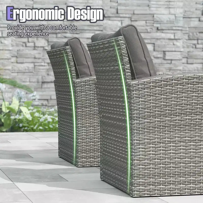 Costway Ensemble de Meubles de Jardin 4 pièces avec 2 Chaises en Rotin, Canapé, Table Basse et Coussins Gris