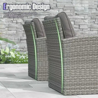 Costway Ensemble de Meubles de Jardin 4 pièces avec 2 Chaises en Rotin, Canapé, Table Basse et Coussins Gris