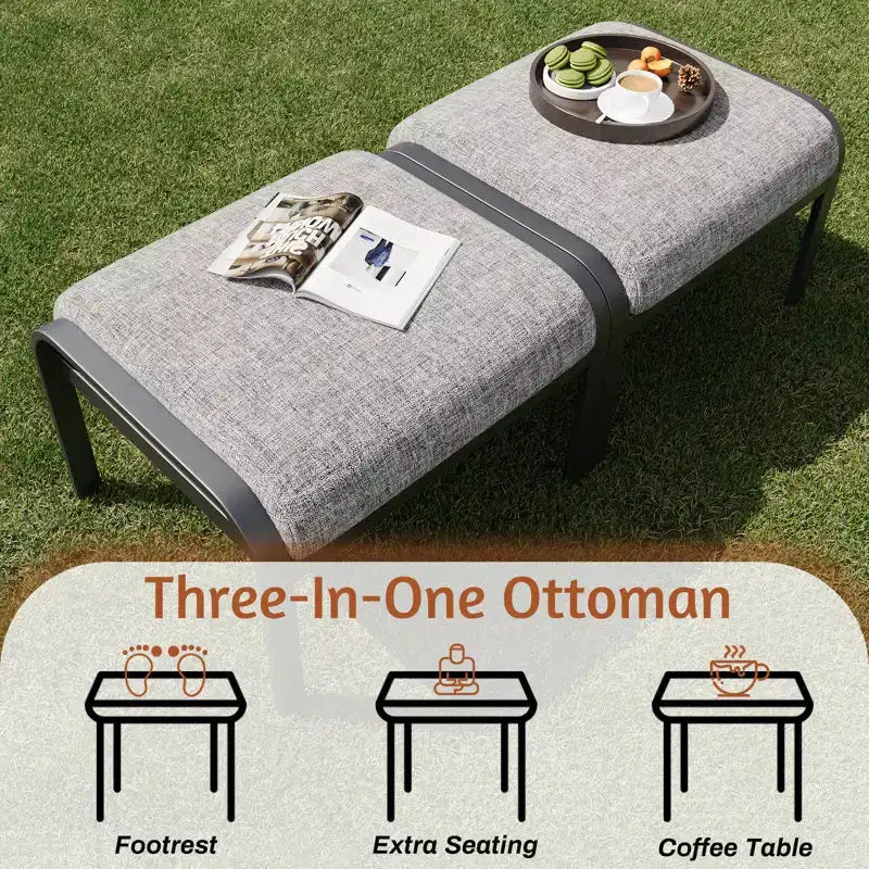 EROMMY Ensemble bistro 5 pièces - Chaises à bascule pivotantes d'extérieur avec ottomans et table basse