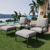 EROMMY Ensemble bistro 5 pièces - Chaises à bascule pivotantes d'extérieur avec ottomans et table basse