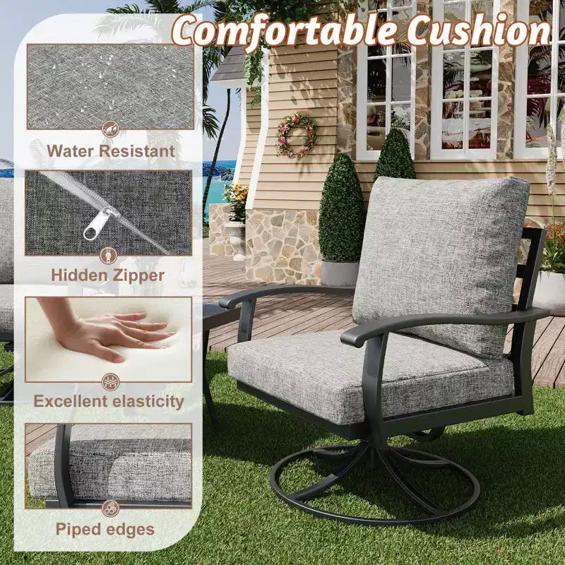 Fauteuils de Patio Pivotants et Basculants EROMMY avec Table Basse, Ensemble Bistro 3 Pièces