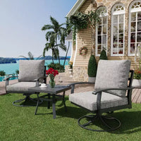 Fauteuils de Patio Pivotants et Basculants EROMMY avec Table Basse, Ensemble Bistro 3 Pièces
