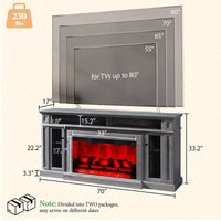 Meuble TV de cheminée rustique AMERLIFE avec cheminée électrique de 33 po, pour téléviseurs jusqu'à 80 po