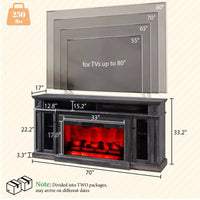 Meuble TV de cheminée rustique AMERLIFE avec cheminée électrique de 33 po, pour téléviseurs jusqu'à 80 po