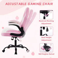 Chaise de jeu Bestier, chaise pivotante d'ordinateur en cuir PU avec soutien lombaire, dossier réglable et accoudoir rabattable pour chaise de bureau à domicile