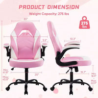 Chaise de jeu Bestier, chaise pivotante d'ordinateur en cuir PU avec soutien lombaire, dossier réglable et accoudoir rabattable pour chaise de bureau à domicile