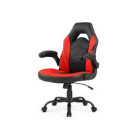Chaise de jeu Bestier, chaise pivotante d'ordinateur en cuir PU avec soutien lombaire, dossier réglable et accoudoir rabattable pour chaise de bureau à domicile