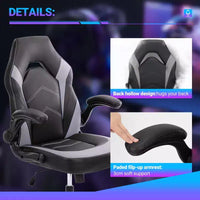 Chaise de jeu Bestier, chaise pivotante d'ordinateur en cuir PU avec soutien lombaire, dossier réglable et accoudoir rabattable pour chaise de bureau à domicile
