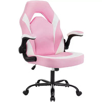 Chaise de jeu Bestier, chaise pivotante d'ordinateur en cuir PU avec soutien lombaire, dossier réglable et accoudoir rabattable pour chaise de bureau à domicile