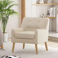 Okak fauteuils d'appoint mid-century modernes pour chambre, fauteuil d'appoint en tissu capitonné avec pieds en bois massif pour salon