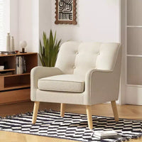 Okak fauteuils d'appoint mid-century modernes pour chambre, fauteuil d'appoint en tissu capitonné avec pieds en bois massif pour salon