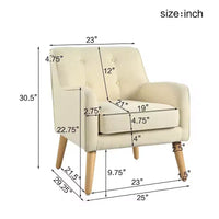 Okak fauteuils d'appoint mid-century modernes pour chambre, fauteuil d'appoint en tissu capitonné avec pieds en bois massif pour salon