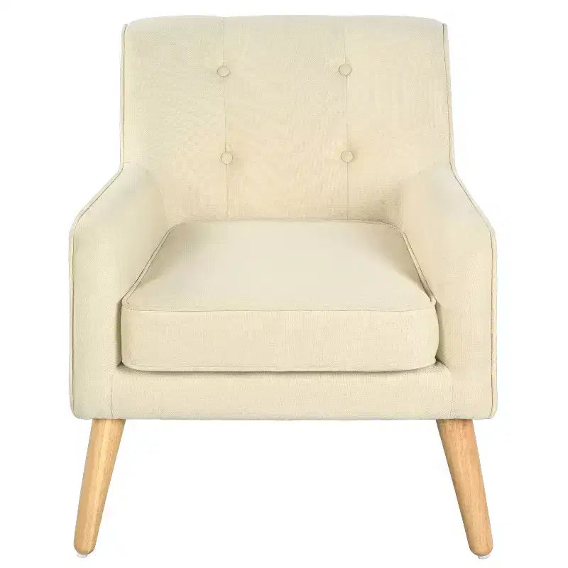 Okak fauteuils d'appoint mid-century modernes pour chambre, fauteuil d'appoint en tissu capitonné avec pieds en bois massif pour salon