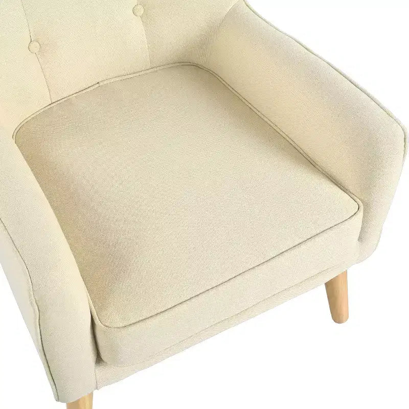 Okak fauteuils d'appoint mid-century modernes pour chambre, fauteuil d'appoint en tissu capitonné avec pieds en bois massif pour salon